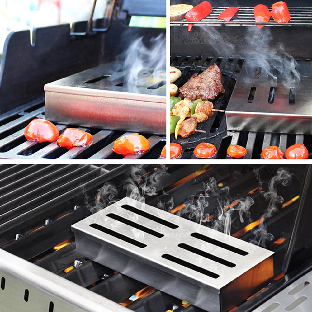 Smoker Box Wood Chip - Stainless Steel BBQ Smoker Box Wood
