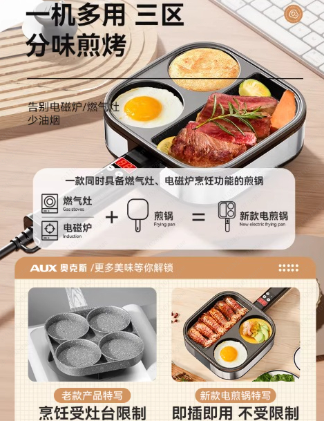 3-in-1 Non-Stick Frying Pan, E - Home Cooking Steak review and price