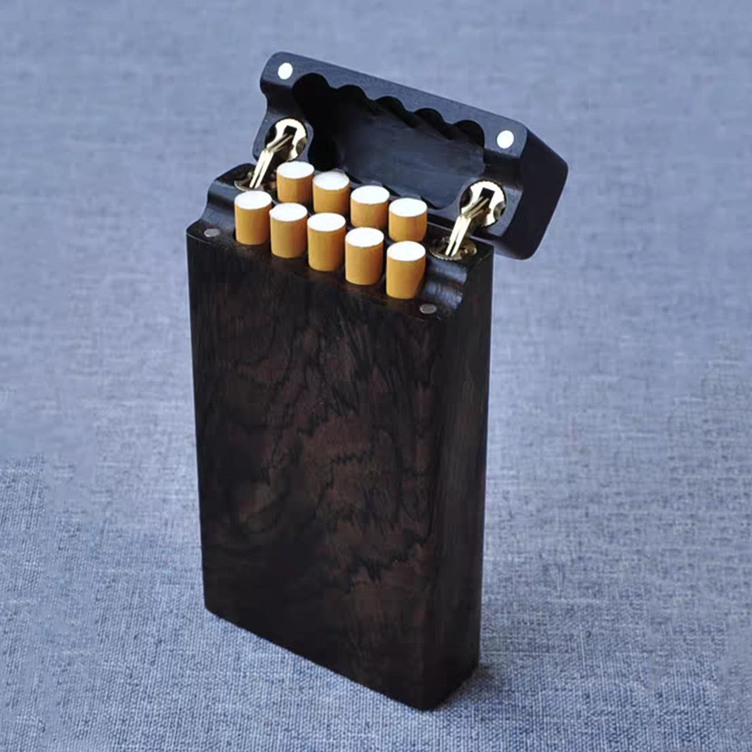 Ebony Flip Cigarette Case Port - Smoker Box Wood Chip review and price