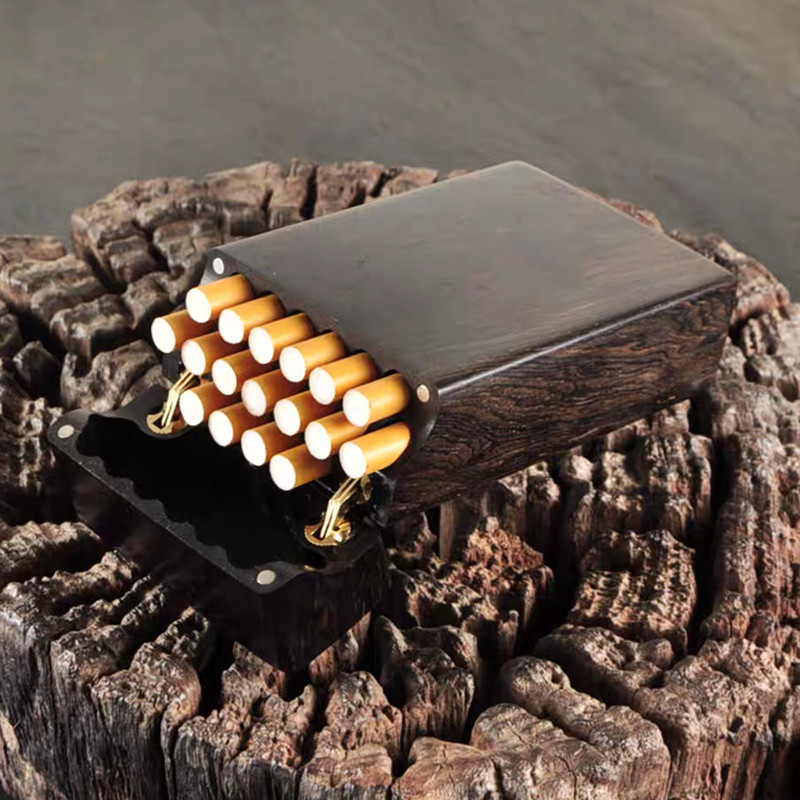 Ebony Flip Cigarette Case Port - Smoker Box Wood Chip review and price