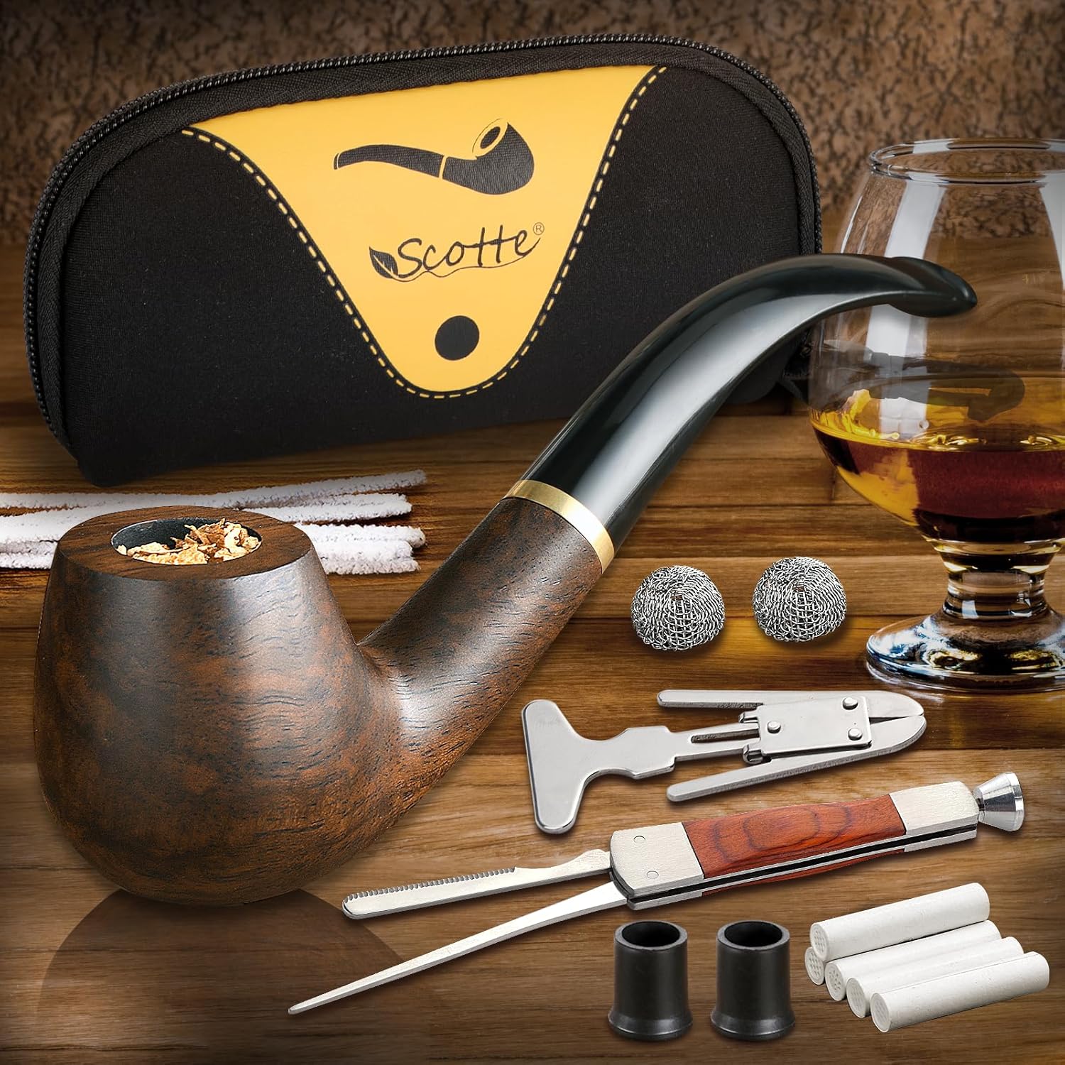 Tobacco Pipe Handmade Ebony Wo - Smoker Box Wood Chip review and price