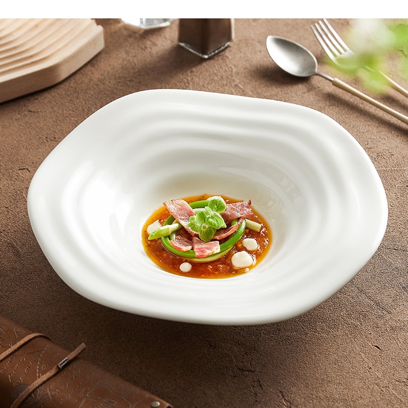 Irregular Shaped White Salad P - Home Cooking Steak review and price