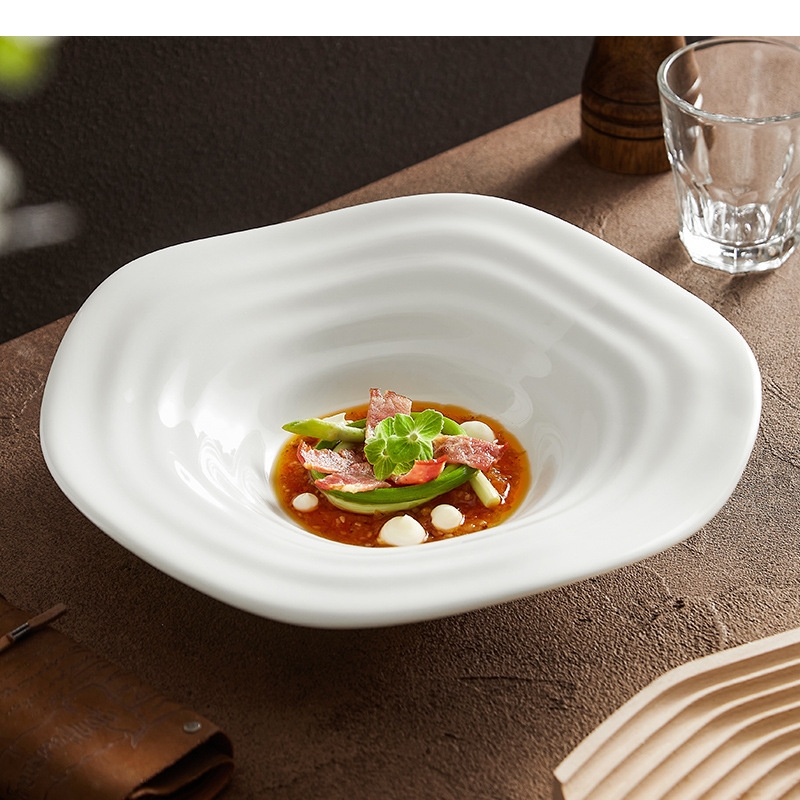 Irregular Shaped White Salad P - Home Cooking Steak review and price