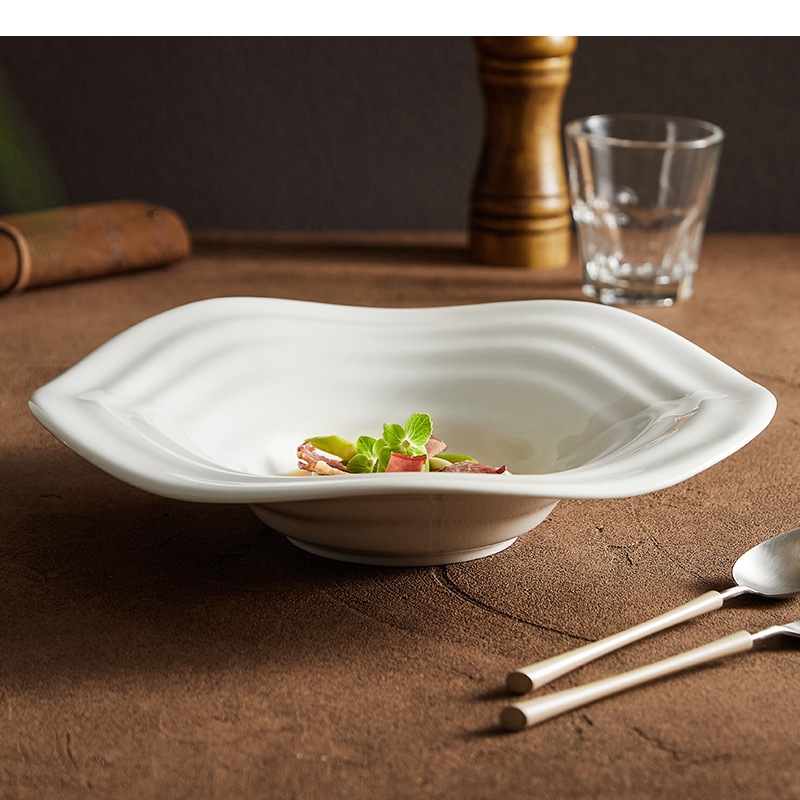 Irregular Shaped White Salad P - Home Cooking Steak review and price